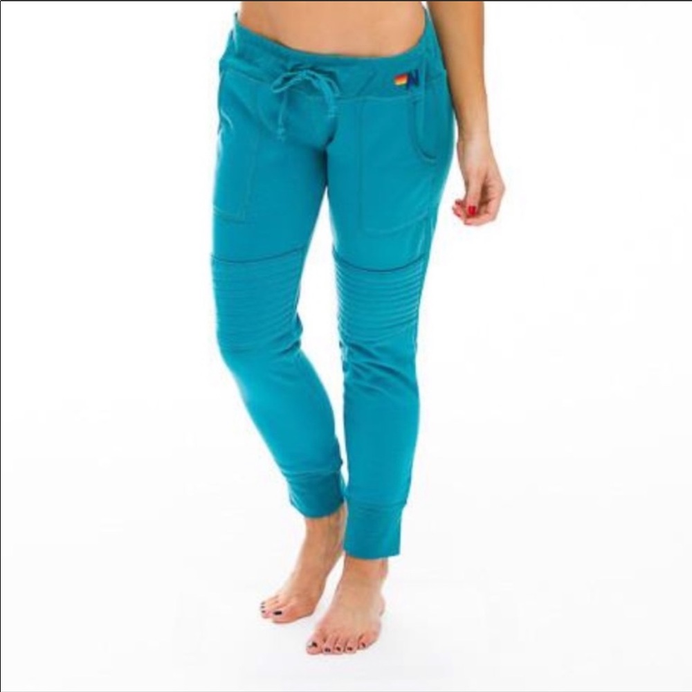 Aviator Nation Teal Moto Sweatpants
